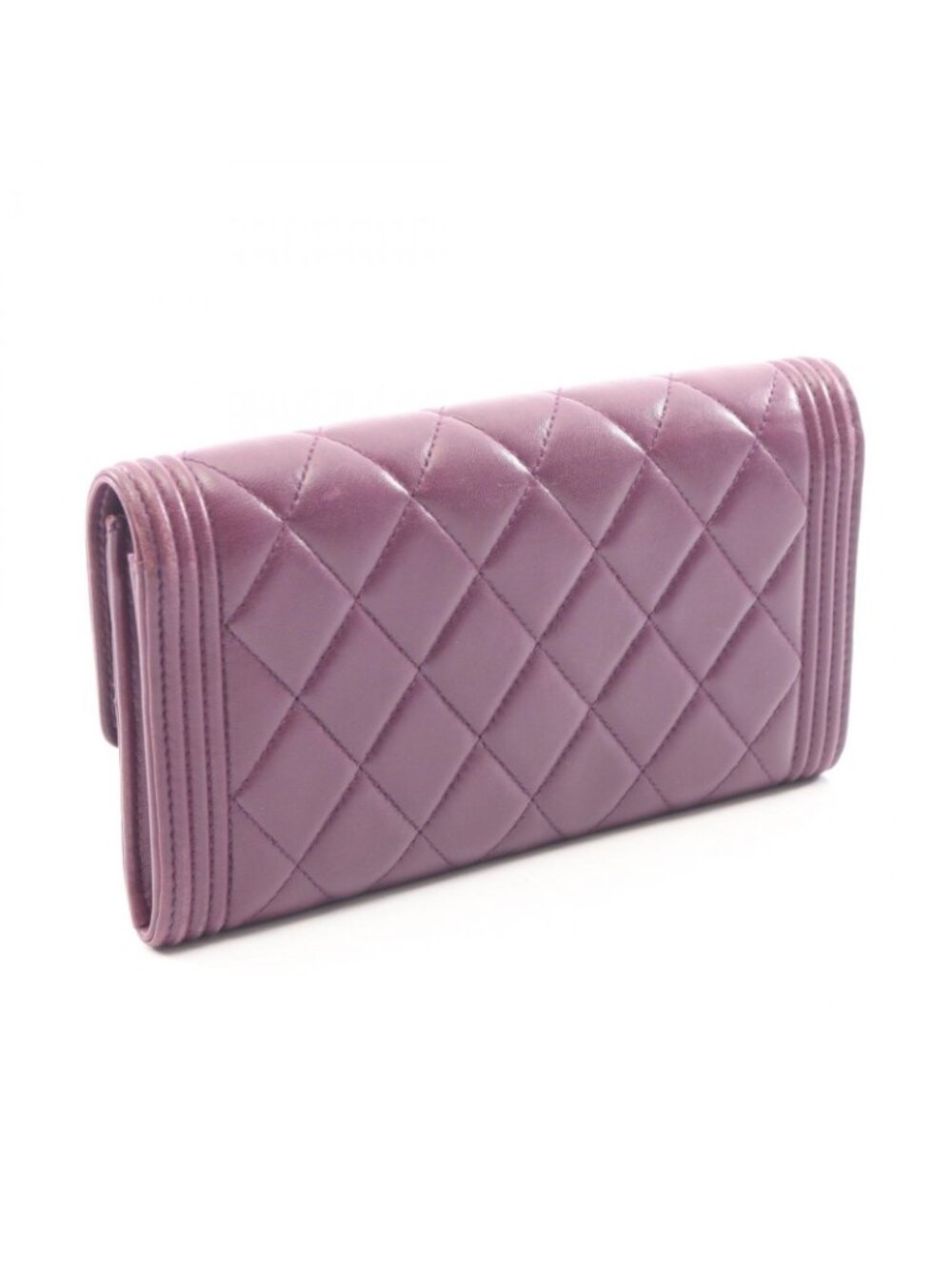 Chanel Bifold Wallet Boy Purple Lambskin Boy - Picture 2 of 12